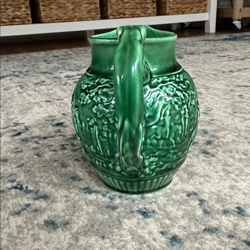 Wedgwood of Etruria & Barlaston Majolica hunting green pitcher